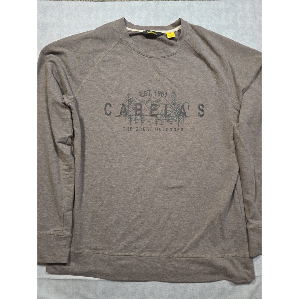 Vintage Cabela's Sweatshirt Beige Brown Size Medium The Great Outdoors Crewneck